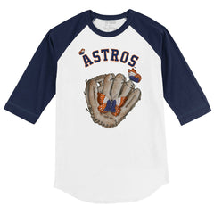Houston Astros Tiny Turnip Youth Butterfly Glove 3/4-Sleeve Raglan T-Shirt - White/Navy - MLB on Sale