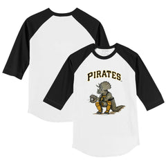 Pittsburgh Pirates Tiny Turnip Youth Triceratops 3/4-Sleeve Raglan T-Shirt - White/Black - MLB Sale