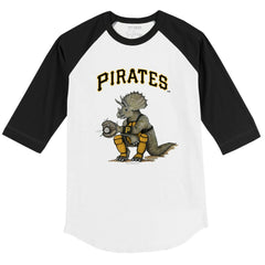 Pittsburgh Pirates Tiny Turnip Youth Triceratops 3/4-Sleeve Raglan T-Shirt - White/Black - MLB Sale