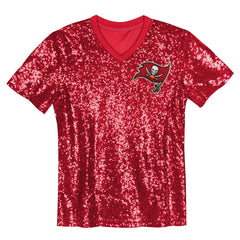 Tampa Bay Buccaneers Girls Youth Wordmark Sequin V-Neck Top Red