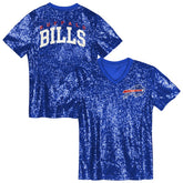 Buffalo Bills Girls Youth Wordmark Sequin V-Neck Top Royal