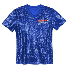 Buffalo Bills Girls Youth Wordmark Sequin V-Neck Top Royal
