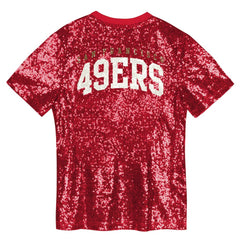 San Francisco 49ers Girls Youth Wordmark Sequin V-Neck Top Scarlet