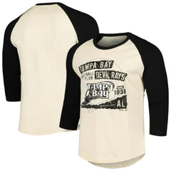 Tampa Bay Rays Majestic Threads Raglan 3/4-Sleeve T-Shirt - Cream/Black - MLB on Sale