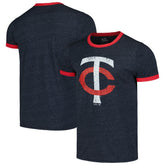 Minnesota Twins Majestic Threads Ringer Tri-Blend T-Shirt - Navy - MLB Lifestyle