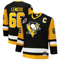 Mario Lemieux Pittsburgh Penguins Mitchell & Ness Big & Tall 1991/92 Blue Line 2.0 Jersey - Black - NHL 201351075