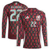 Hirving Lozano Mexico National Team 2024 Home Replica Player Long Sleeve Jersey Burgundy - Adidas