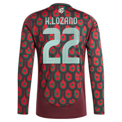 Hirving Lozano Mexico National Team 2024 Home Replica Player Long Sleeve Jersey Burgundy - Adidas