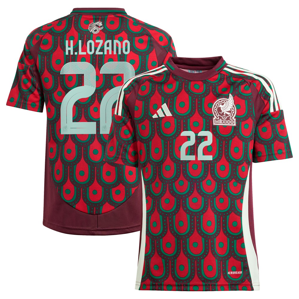 Hirving Lozano Mexico National Team Youth 2024 Home Replica Player Jersey Green - Adidas sale