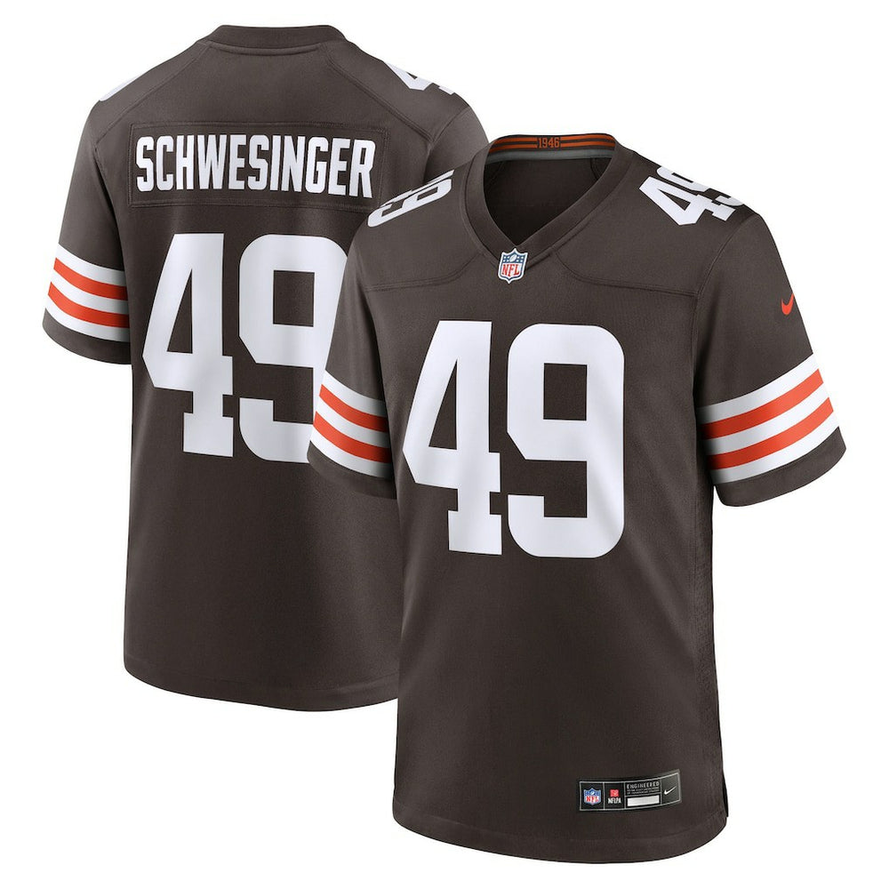 Nike Carson Schwesinger Cleveland Browns 2025 NFL Draft Game Jersey Brown