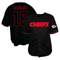 Fanatics Patrick Mahomes Kansas City Chiefs Big & Tall Baseball Button-Up Shirt Black