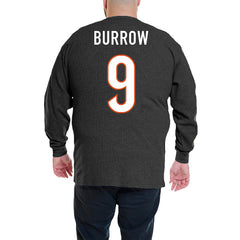 Fanatics Joe Burrow Cincinnati Bengals Big & Tall Thermal Waffle Long Sleeve T-Shirt Black