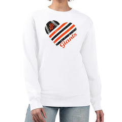 San Francisco Giants G-III 4Her by Carl Banks Women's Heart Logo Fleece Pullover Sweatshirt - White - MLB Sale