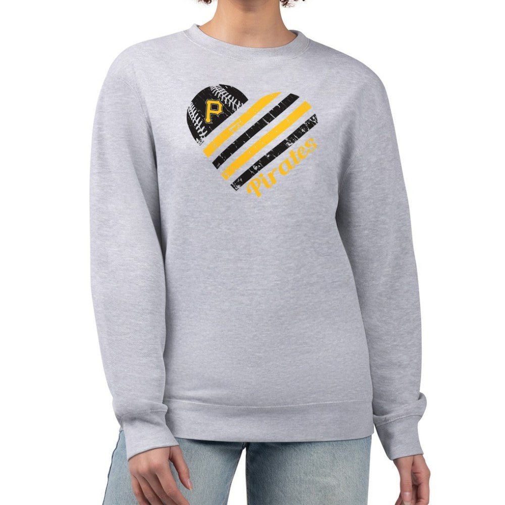 Pittsburgh Pirates G-III 4Her by Carl Banks Women's Heart Logo Fleece Pullover Sweatshirt - Heather Gray - MLB Discount
