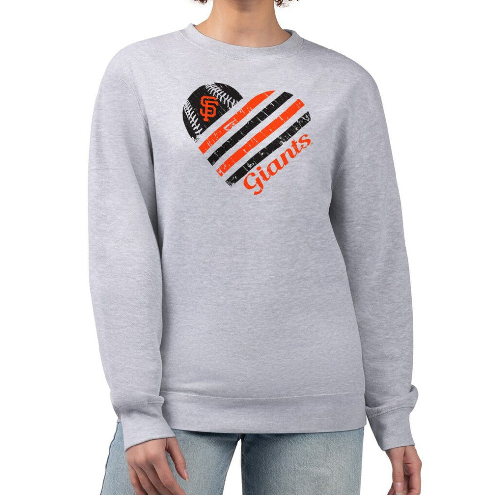 San Francisco Giants G-III 4Her by Carl Banks Women's Heart Logo Fleece Pullover Sweatshirt - Heather Gray - MLB Online
