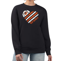 Baltimore Orioles G-III 4Her by Carl Banks Women's Heart Logo Fleece Pullover Sweatshirt - Black - MLB Lifestyle