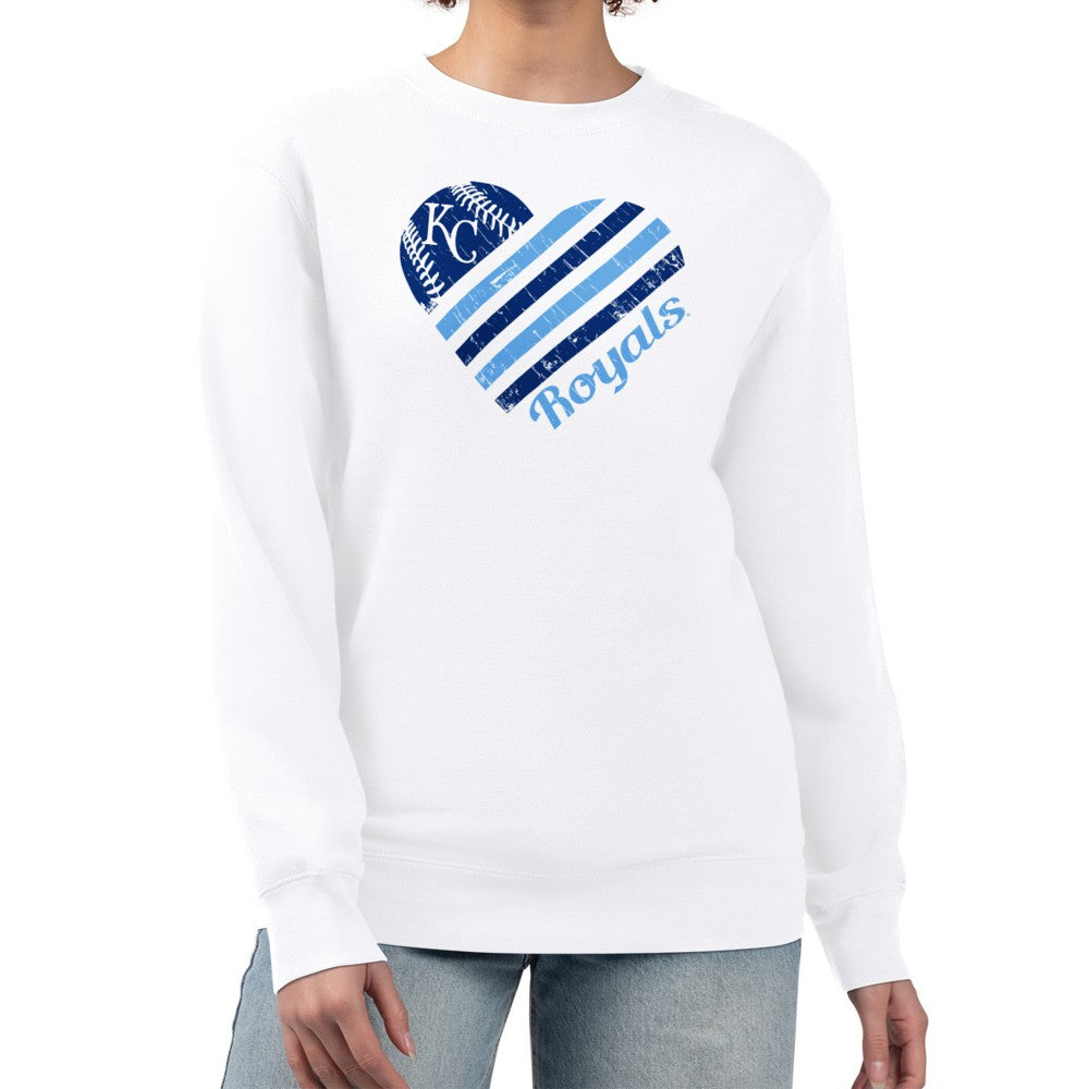 Kansas City Royals G-III 4Her by Carl Banks Women's Heart Logo Fleece Pullover Sweatshirt - White - MLB Online