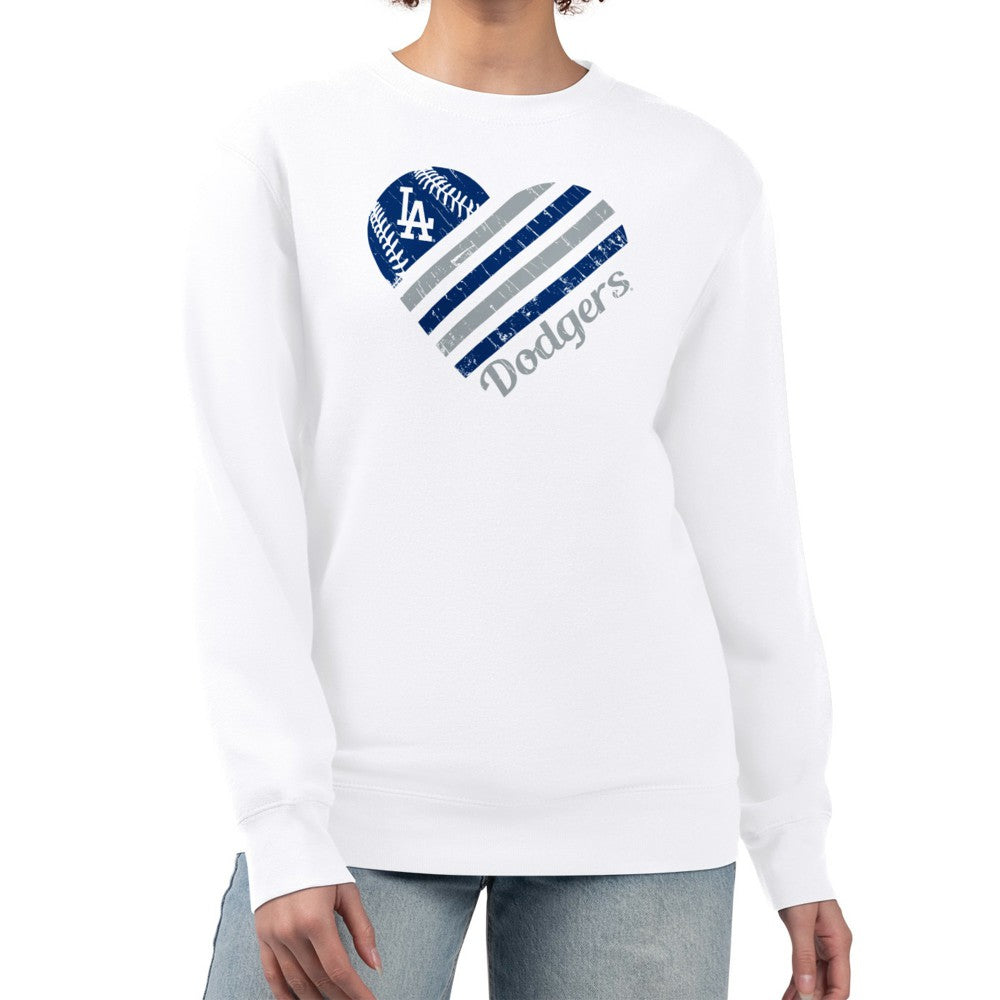 Los Angeles Dodgers G-III 4Her by Carl Banks Women's Heart Logo Fleece Pullover Sweatshirt - White - MLB Sale