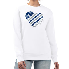 Los Angeles Dodgers G-III 4Her by Carl Banks Women's Heart Logo Fleece Pullover Sweatshirt - White - MLB Sale