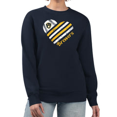 Milwaukee Brewers G-III 4Her by Carl Banks Women's Heart Logo Fleece Pullover Sweatshirt - Navy - MLB Discount