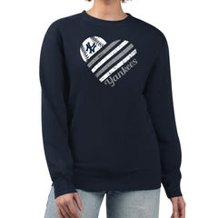 New York Yankees G-III 4Her by Carl Banks Women's Heart Logo Fleece Pullover Sweatshirt - Navy - MLB Sale