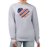 New York Mets G-III 4Her by Carl Banks Women's Heart Logo Fleece Pullover Sweatshirt - Heather Gray - MLB Sale