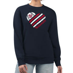 Washington Nationals G-III 4Her by Carl Banks Women's Heart Logo Fleece Pullover Sweatshirt - Navy - MLB Online