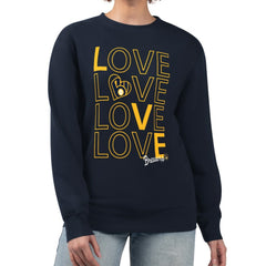 Milwaukee Brewers G-III 4Her by Carl Banks Women's Love Team Logo Fleece Pullover Sweatshirt - Navy - MLB Lifestyle