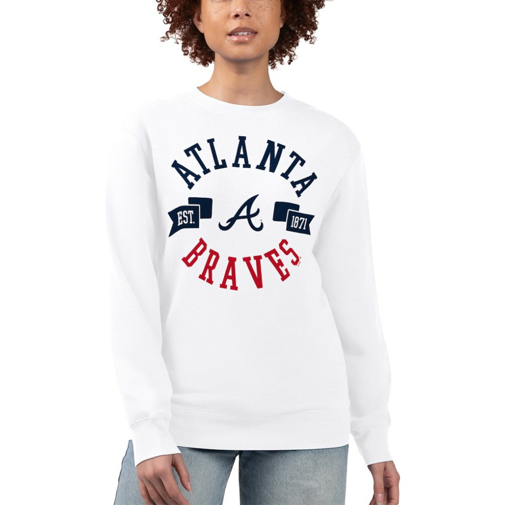 Atlanta Braves G-III 4Her by Carl Banks Women's Team Logo Fleece Pullover Sweatshirt - White - MLB Lifestyle