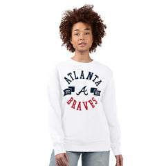 Atlanta Braves G-III 4Her by Carl Banks Women's Team Logo Fleece Pullover Sweatshirt - White - MLB Lifestyle