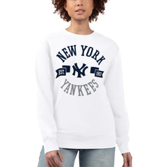New York Yankees G-III 4Her by Carl Banks Women's Team Logo Fleece Pullover Sweatshirt - White - MLB Sale