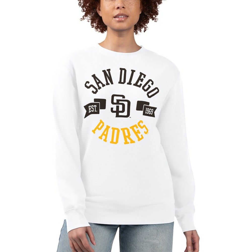 San Diego Padres G-III 4Her by Carl Banks Women's Team Logo Fleece Pullover Sweatshirt - White - MLB Lifestyle