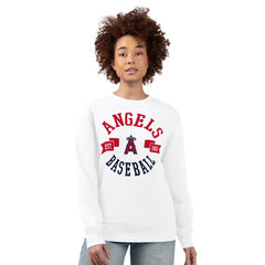 Los Angeles Angels G-III 4Her by Carl Banks Women's Team Logo Fleece Pullover Sweatshirt - White - MLB Discount