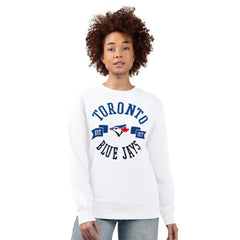 Toronto Blue Jays G-III 4Her by Carl Banks Women's Team Logo Fleece Pullover Sweatshirt - White - MLB Discount