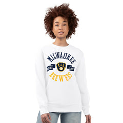 Milwaukee Brewers G-III 4Her by Carl Banks Women's Team Logo Fleece Pullover Sweatshirt - White - MLB Lifestyle
