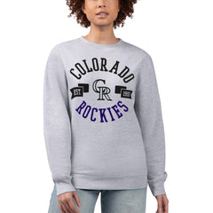 Colorado Rockies G-III 4Her by Carl Banks Women's Team Logo Fleece Pullover Sweatshirt - Heather Gray - MLB Sale