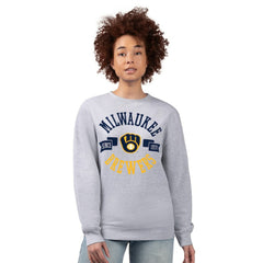 Milwaukee Brewers G-III 4Her by Carl Banks Women's Team Logo Fleece Pullover Sweatshirt - Heather Gray - MLB Sale