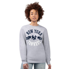 New York Yankees G-III 4Her by Carl Banks Women's Team Logo Fleece Pullover Sweatshirt - Heather Gray - MLB Online