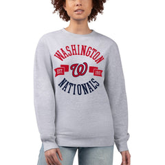 Washington Nationals G-III 4Her by Carl Banks Women's Team Logo Fleece Pullover Sweatshirt - Heather Gray - MLB Lifestyle