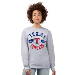 Texas Rangers G-III 4Her by Carl Banks Women's Team Logo Fleece Pullover Sweatshirt - Heather Gray - MLB Lifestyle