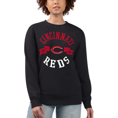 Cincinnati Reds G-III 4Her by Carl Banks Women's Team Logo Fleece Pullover Sweatshirt - Black - MLB Lifestyle