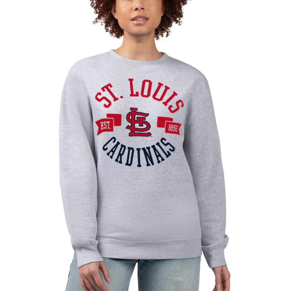 St. Louis Cardinals G-III 4Her by Carl Banks Women's Team Logo Fleece Pullover Sweatshirt - Heather Gray - MLB Sale