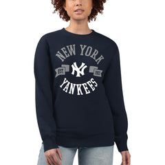 New York Yankees G-III 4Her by Carl Banks Women's Team Logo Fleece Pullover Sweatshirt - Navy - MLB Sale