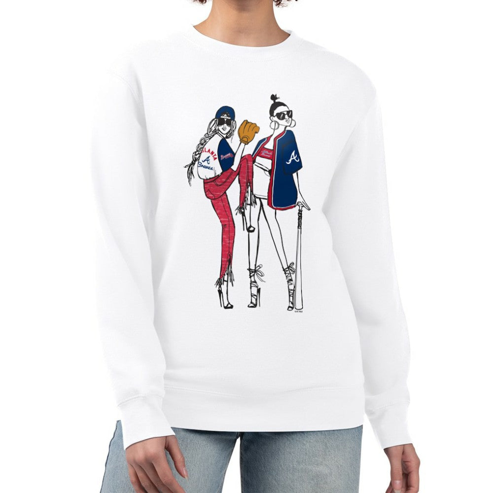 Atlanta Braves G-III 4Her by Carl Banks Women's Baseball Girls Fleece Pullover Sweatshirt - White - MLB Discount