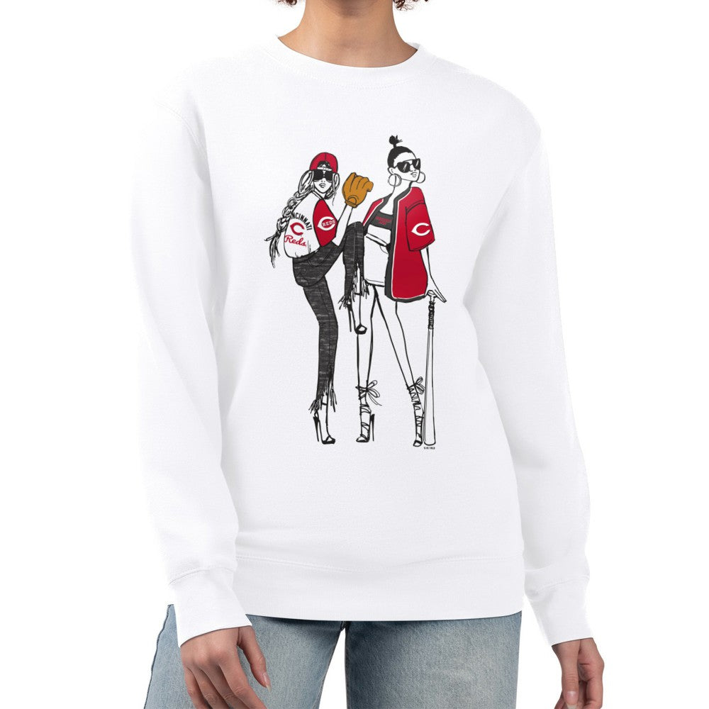 Cincinnati Reds G-III 4Her by Carl Banks Women's Baseball Girls Fleece Pullover Sweatshirt - White - MLB Discount