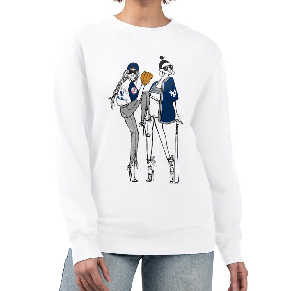New York Yankees G-III 4Her by Carl Banks Women's Baseball Girls Fleece Pullover Sweatshirt - White - MLB Sale