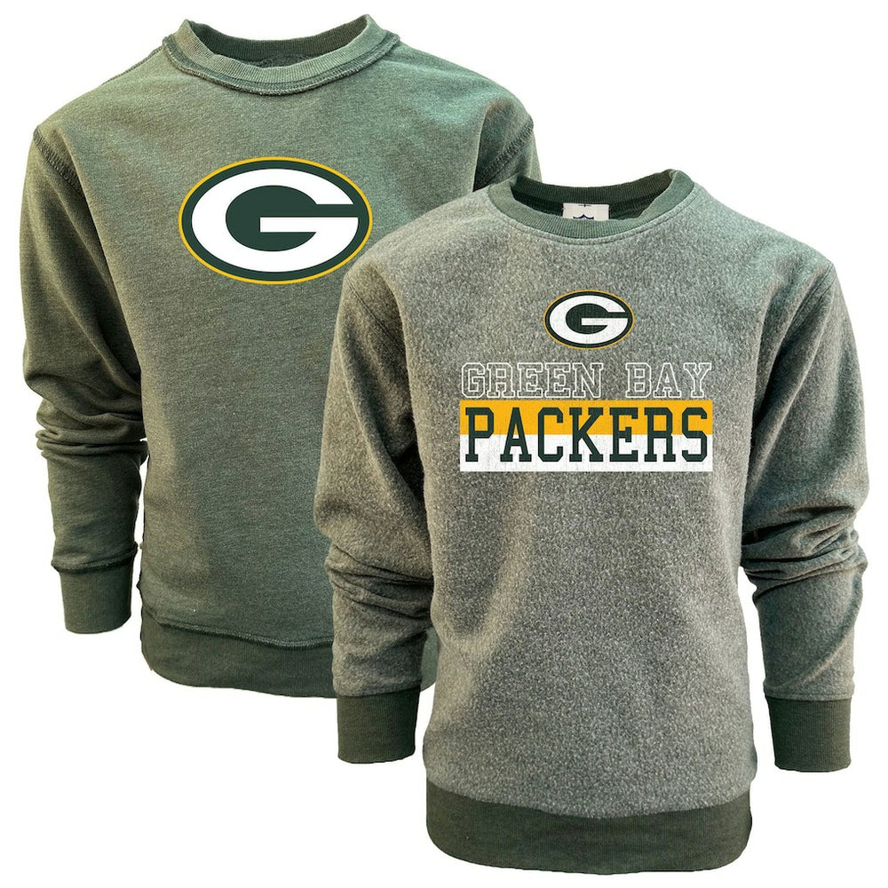 Green Bay Packers Wes & Willy Youth Reversible Fleece Pullover Sweatshirt Green