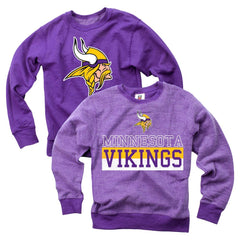 Minnesota Vikings Wes & Willy Youth Reversible Fleece Pullover Sweatshirt Purple