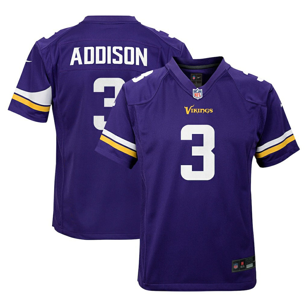 Nike Jordan Addison Minnesota Vikings Youth Game Jersey Purple