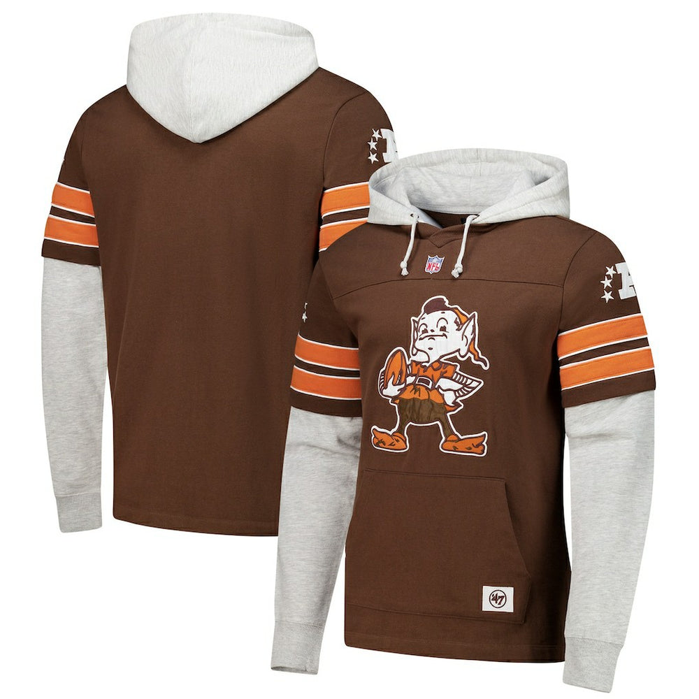 47 brand Cleveland Browns '47 Throwback Double Header Blitz Cornerback Hoodie Brown